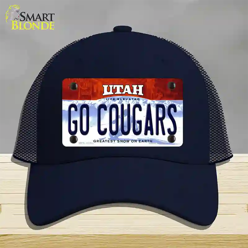 Go Cougars Utah Novelty License Plate Hat Mesh / Navy