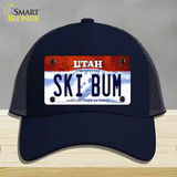 Ski Bum Utah Novelty License Plate Hat Mesh / Navy