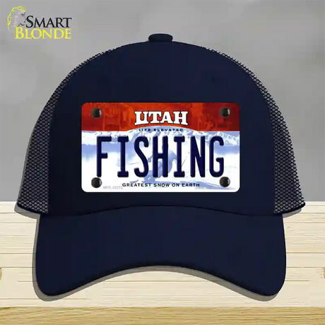 Fishing Utah Novelty License Plate Hat Mesh / Navy