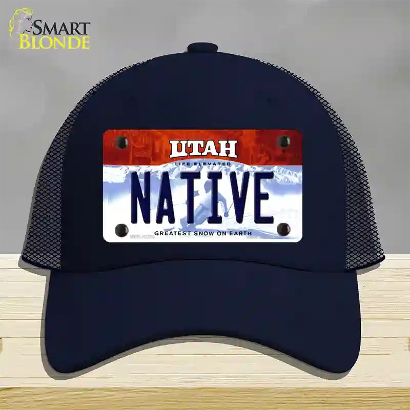 Native Utah Novelty License Plate Hat Mesh / Navy