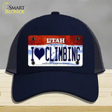 I Love Climbing Utah Novelty License Plate Hat Mesh / Navy