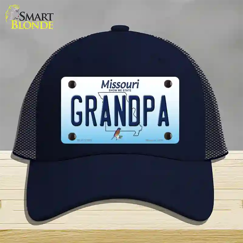 Grandpa Missouri Novelty License Plate Hat Mesh / Navy