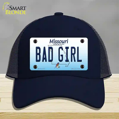 Bad Girl Missouri Novelty License Plate Hat Mesh / Navy