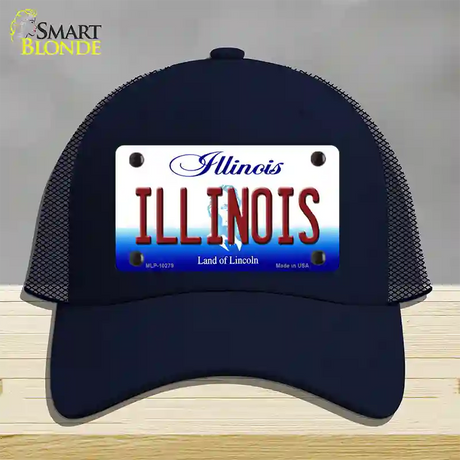 Illinois Land of Lincoln Novelty License Plate Hat Mesh / Navy