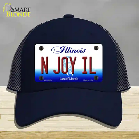 N Joy IL Illinois Novelty License Plate Hat Mesh / Navy