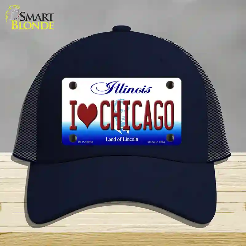 I Love Chicago Illinois Novelty License Plate Hat Mesh / Navy