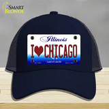 I Love Chicago Illinois Novelty License Plate Hat Mesh / Navy