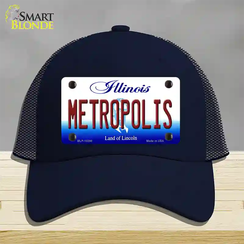 Metropolis Illinois Novelty License Plate Hat Mesh / Navy