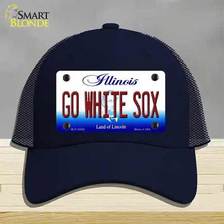 Go White Sox Illinois Novelty License Plate Hat Mesh / Navy