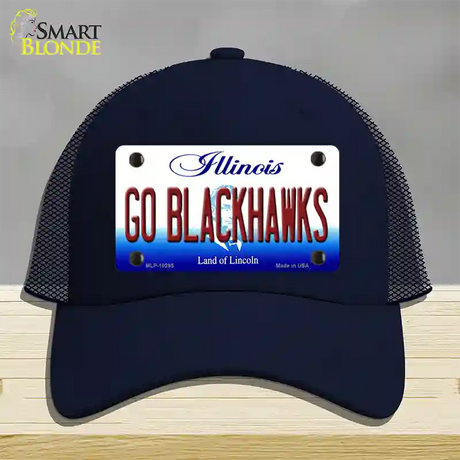 Go Blackhawks Illinois Novelty License Plate Hat Mesh / Navy