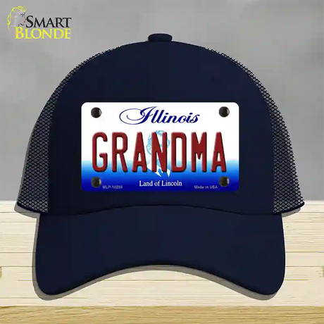 Grandma Illinois Novelty License Plate Hat Mesh / Navy