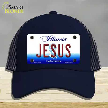 Jesus Illinois Novelty License Plate Hat Mesh / Navy