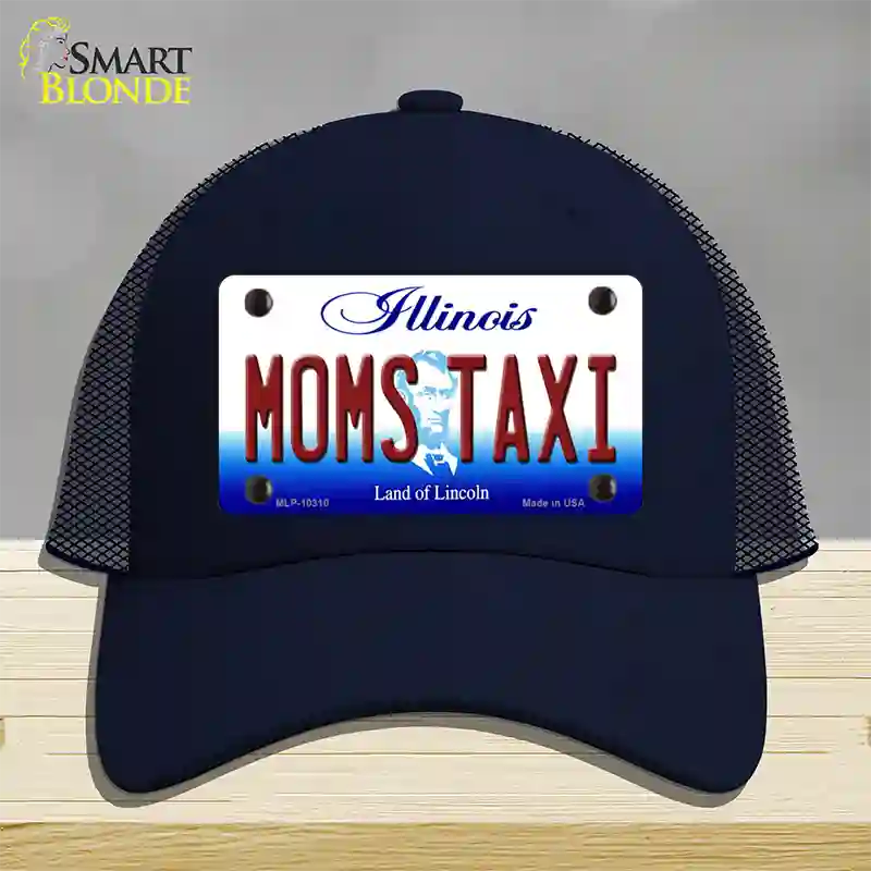 Moms Taxi Illinois Novelty License Plate Hat Mesh / Navy