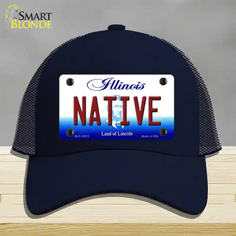 Native Illinois Novelty License Plate Hat Mesh / Navy