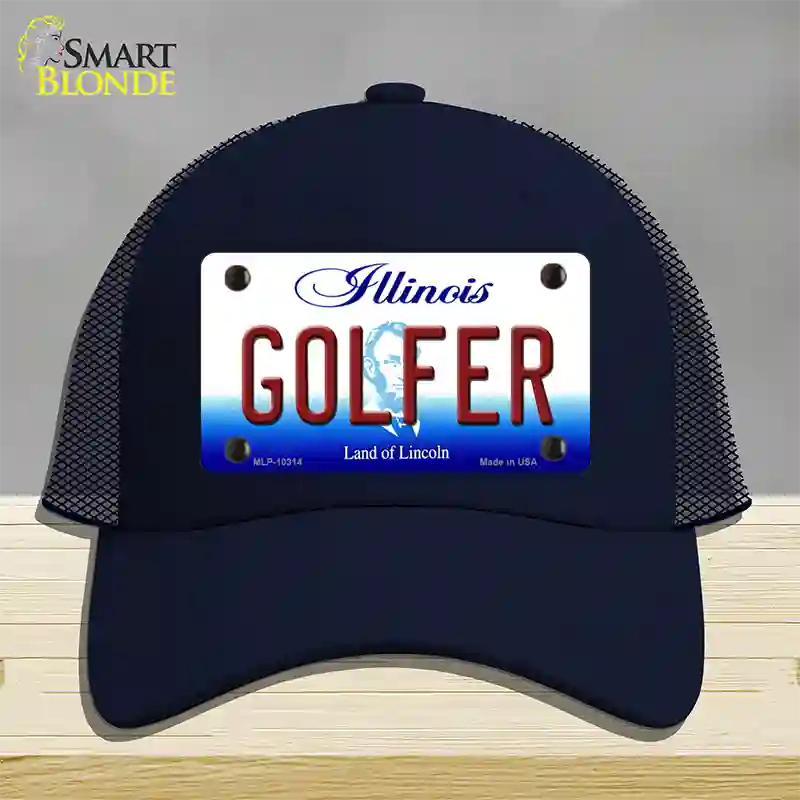 Golfer Illinois Novelty License Plate Hat Mesh / Navy