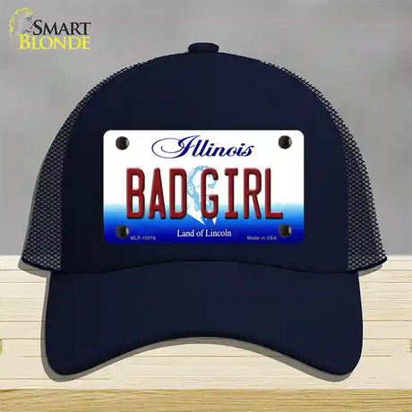 Bad Girl Illinois Novelty License Plate Hat Mesh / Navy