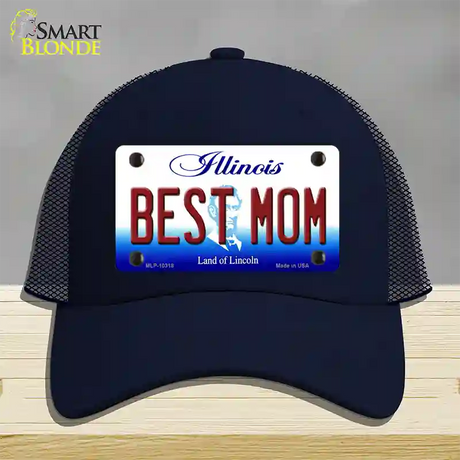 Best Mom Illinois Novelty License Plate Hat Mesh / Navy