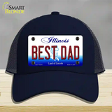 Best Dad Illinois Novelty License Plate Hat Mesh / Navy