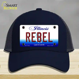 Rebel Illinois Novelty License Plate Hat Mesh / Navy