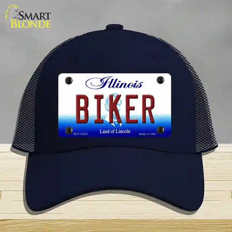 Biker Illinois Novelty License Plate Hat Mesh / Navy