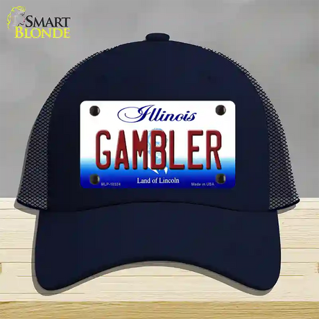 Gambler Illinois Novelty License Plate Hat Mesh / Navy