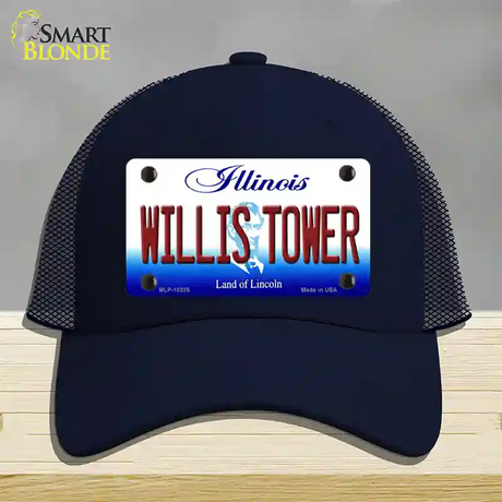 Willis Tower Illinois Novelty License Plate Hat Mesh / Navy