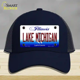 Lake Michigan Illinois Novelty License Plate Hat Mesh / Navy