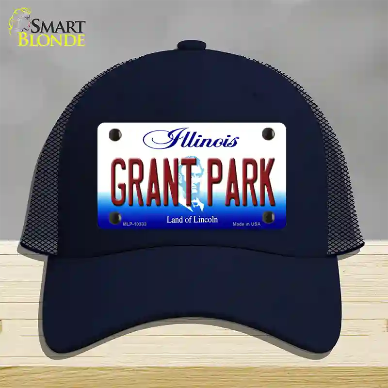 Grant Park Illinois Novelty License Plate Hat Mesh / Navy