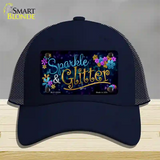 Sparkle And Glitter Novelty License Plate Hat Mesh / Navy