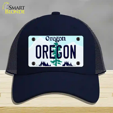 Oregon Tree Novelty License Plate Hat Mesh / Navy