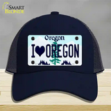 I Love Oregon Novelty License Plate Hat Mesh / Navy