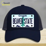 Beaver State Oregon Novelty License Plate Hat Mesh / Navy