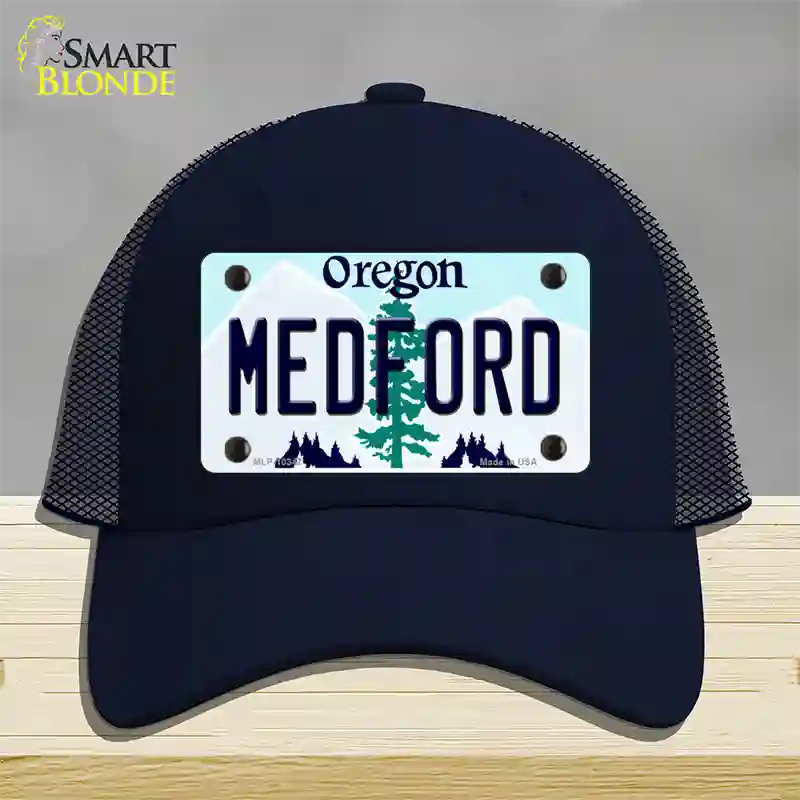 Medford Oregon Novelty License Plate Hat Mesh / Navy