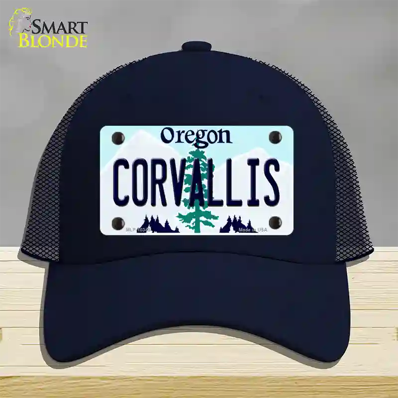 Corvallis Oregon Novelty License Plate Hat Mesh / Navy