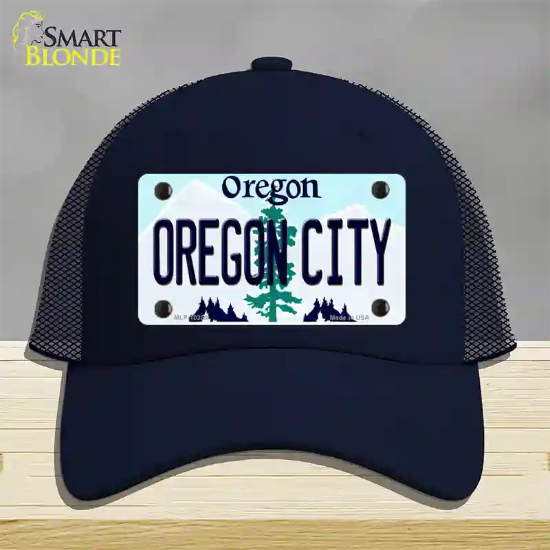 Oregon City Oregon Novelty License Plate Hat Mesh / Navy