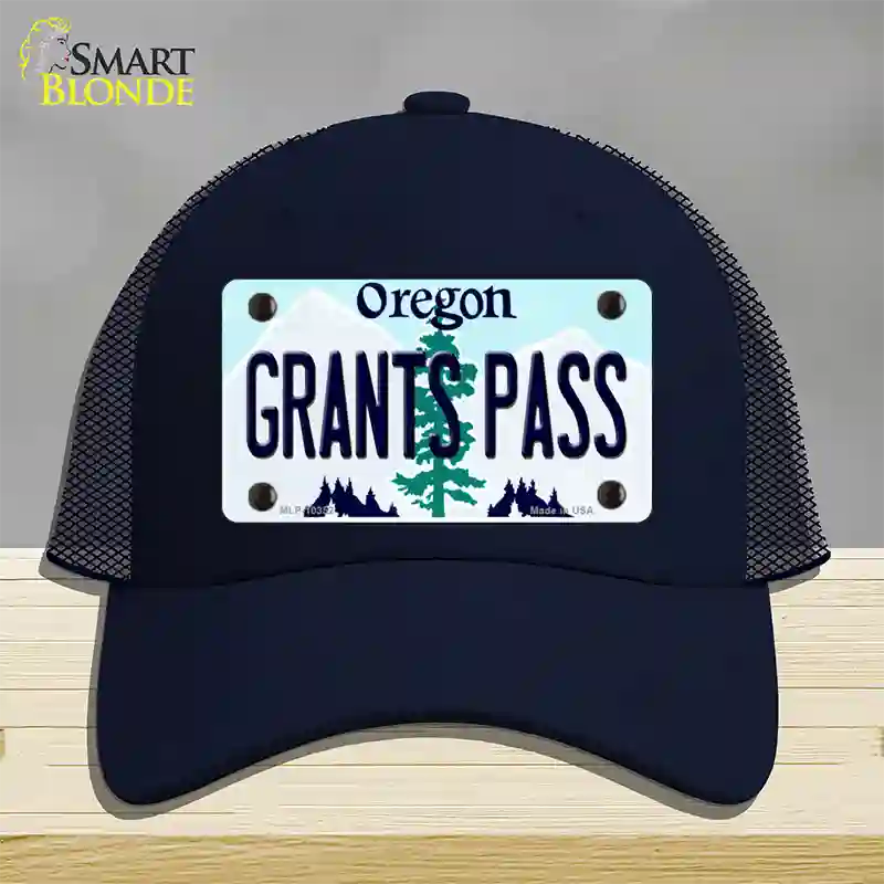 Grants Pass Oregon Novelty License Plate Hat Mesh / Navy