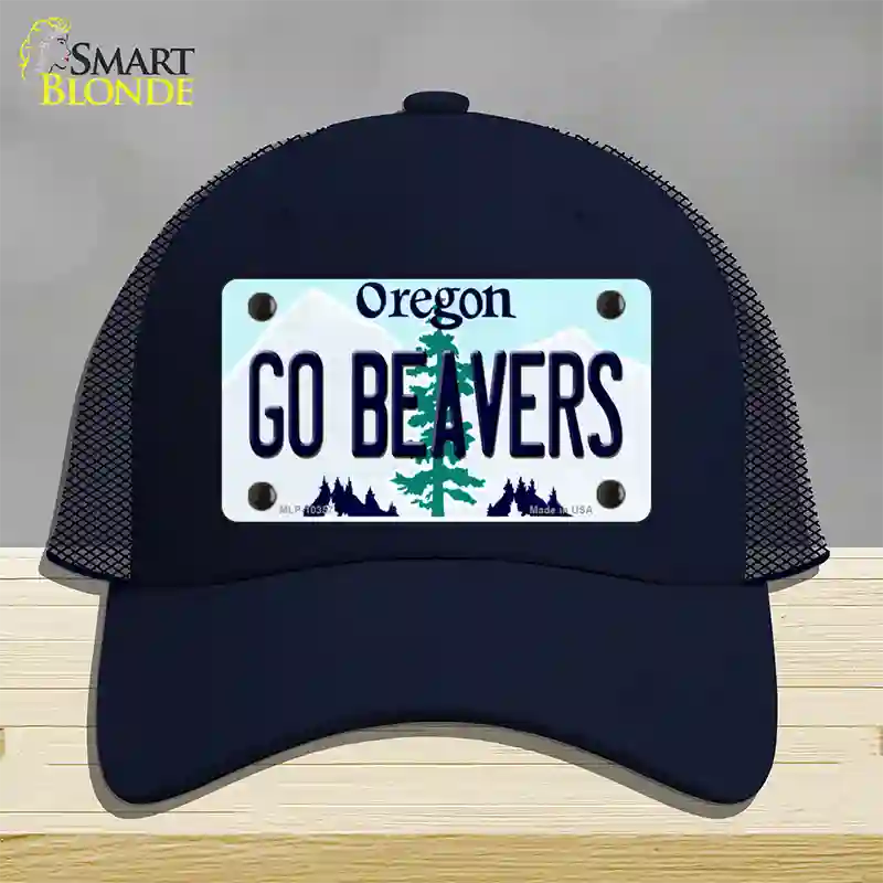 Go Beavers Oregon Novelty License Plate Hat Mesh / Navy