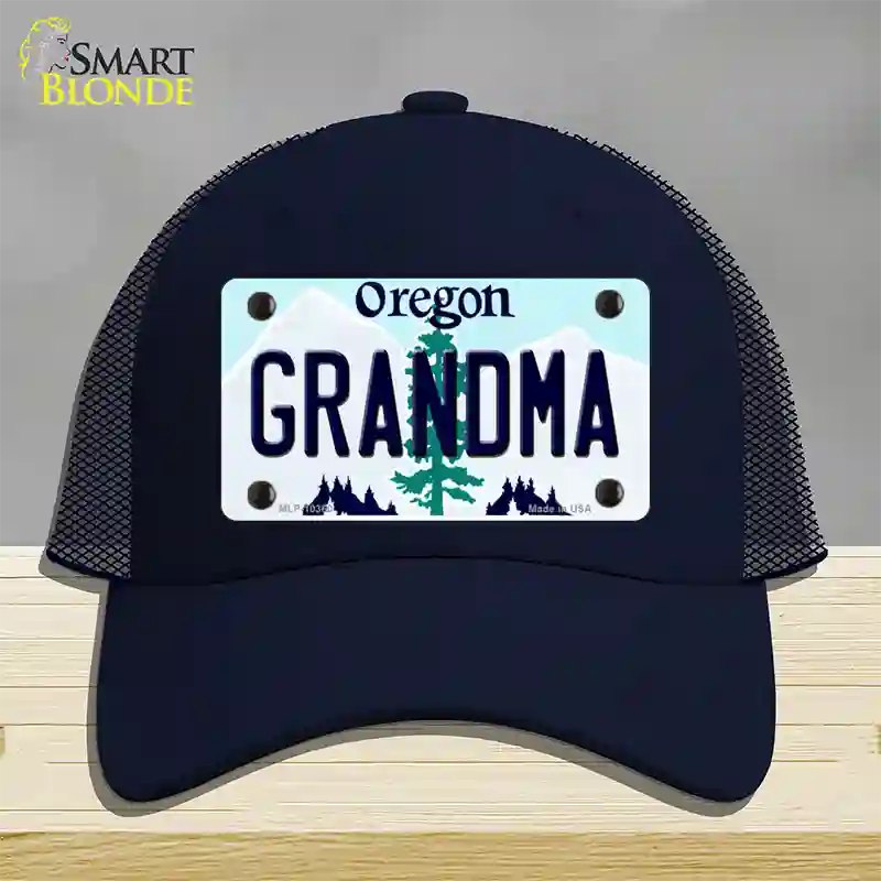 Grandma Oregon Novelty License Plate Hat Mesh / Navy