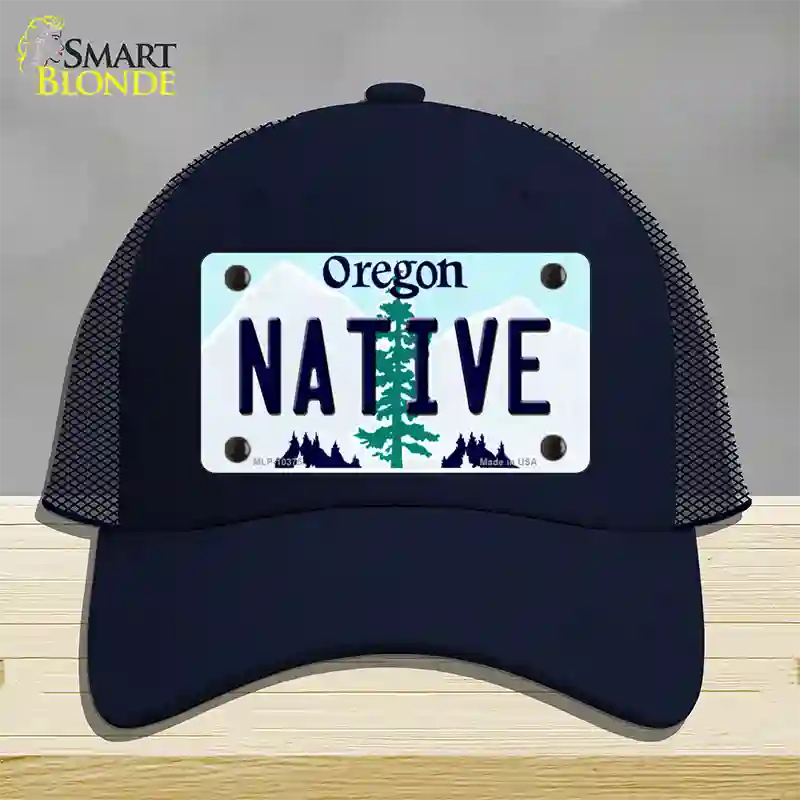 Native Oregon Novelty License Plate Hat Mesh / Navy