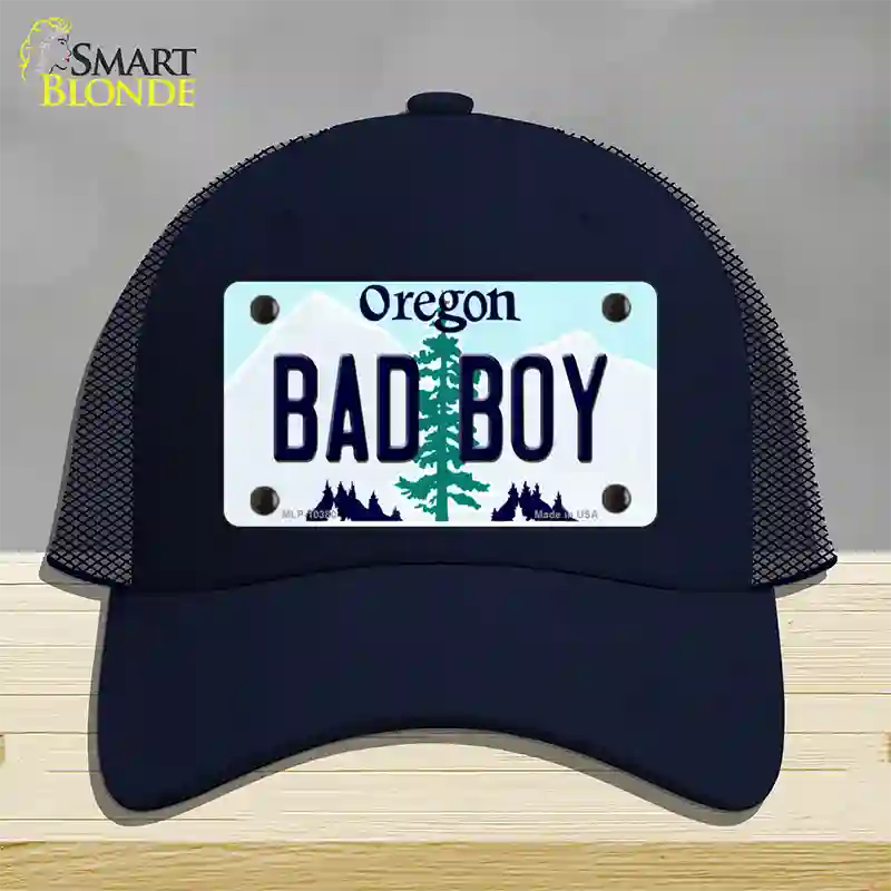 Bad Boy Oregon Novelty License Plate Hat Mesh / Navy