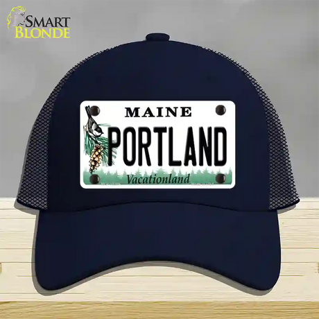 Portland Maine Novelty License Plate Hat Mesh / Navy