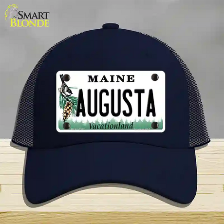 Augusta Maine Novelty License Plate Hat Mesh / Navy