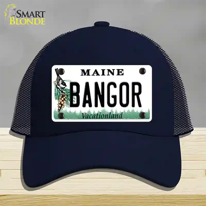 Bangor Maine Novelty License Plate Hat Mesh / Navy