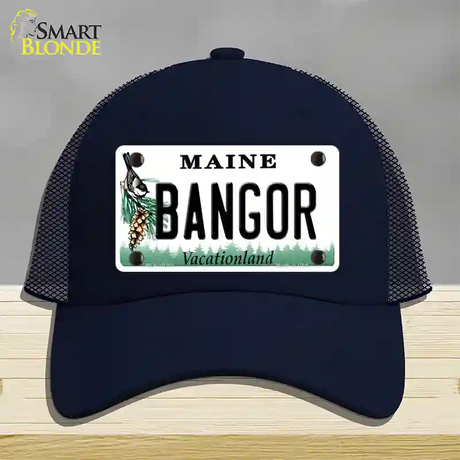 Bangor Maine Novelty License Plate Hat Mesh / Navy