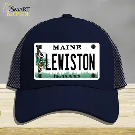 Lewiston Maine Novelty License Plate Hat Mesh / Navy