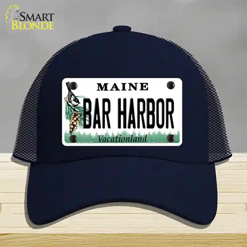 Bar Harbor Maine Novelty License Plate Hat Mesh / Navy