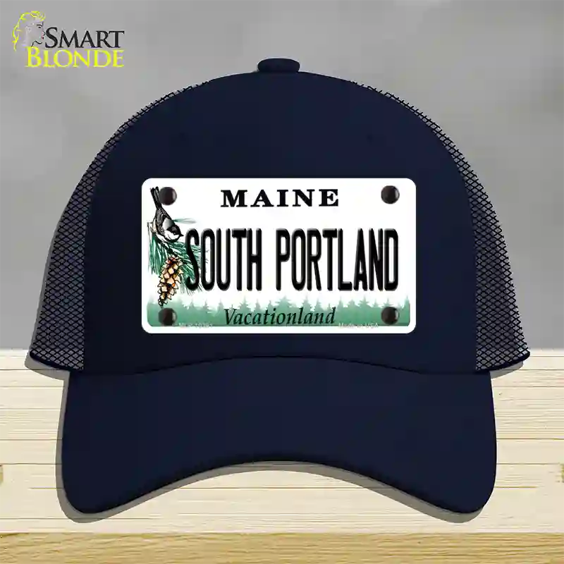 South Portland Maine Novelty License Plate Hat Mesh / Navy