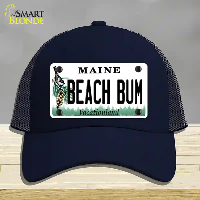 Beach Bum Maine Novelty License Plate Hat Mesh / Navy