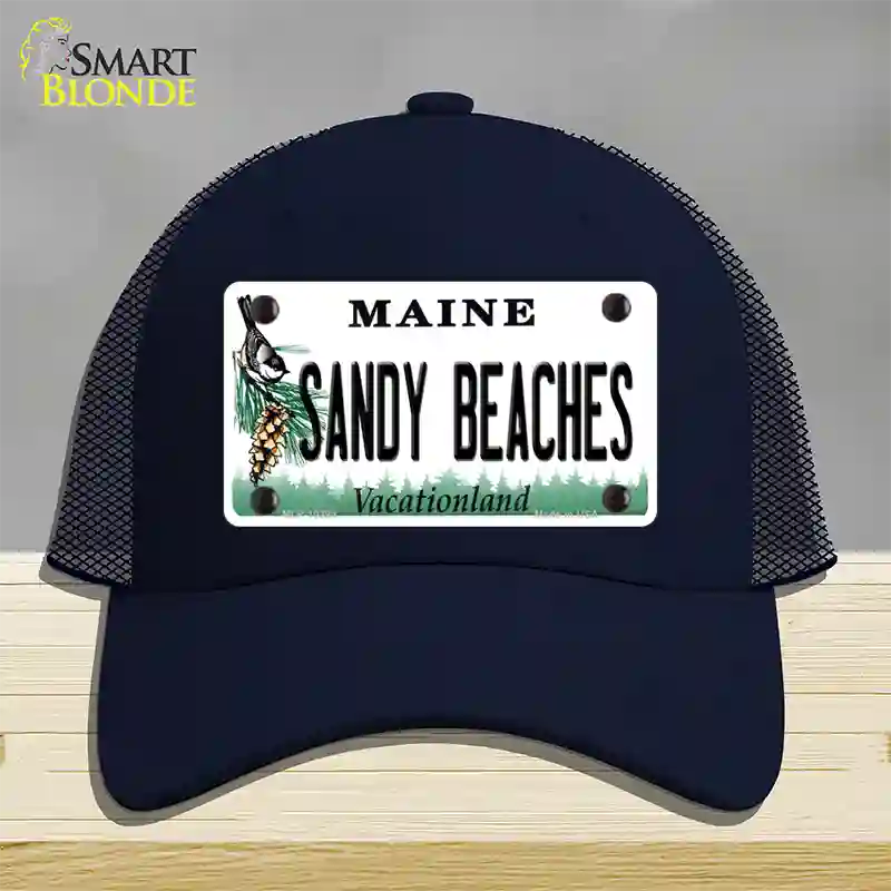 Sandy Beaches Maine Novelty License Plate Hat Mesh / Navy