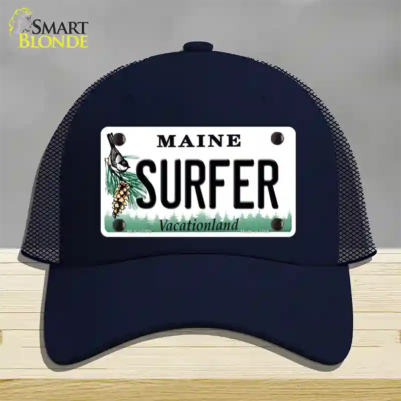 Surfer Maine Novelty License Plate Hat Mesh / Navy